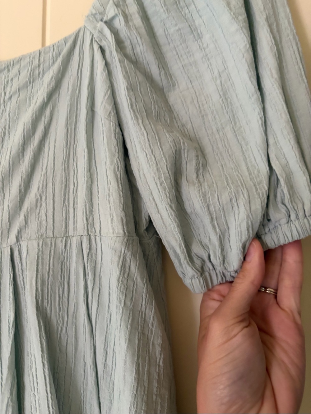 Altar'd State Pale Blue Textured Puff Sleeve Dress